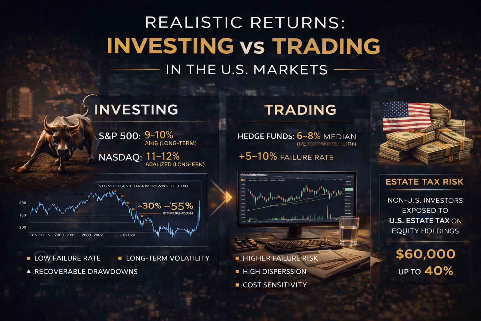 Realistic Returns: Investing vs Trading in the U.S. Markets