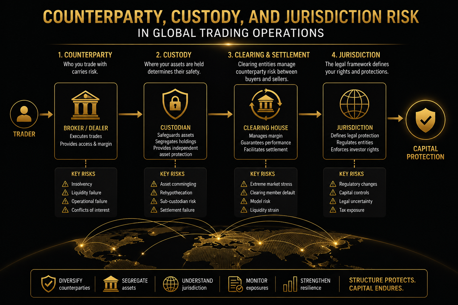 Counterparty, Custody, and Jurisdiction Risk in Global Trading Operations